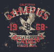 California athletic academy college sport grunge vintage vector print. for boy man sport wear t shirt sweatshirt