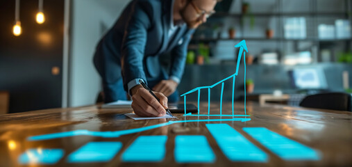 Wall Mural - business person drawing a graph