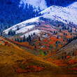 Mountain Landscape in Late Fall with Autumn Colors and First Snow