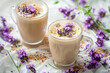 Lavender Coffee Latte in Glass Mugs