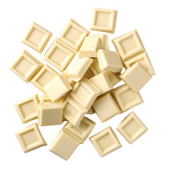 White chocolate squares isolated on transparent background Generative Ai