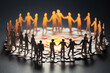 Paper cutout figures of people holding hands in a circle, symbolizing unity and community.