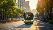 People in China use electric buses to travel within the city. They are convenient, fast and environmentally friendly. 