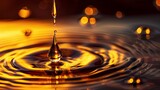Fototapeta Kosmos - Detailed 3D visualization of a droplet of essential oil falling into water creating ripples and releasing its aromatic essence