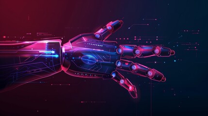 Leinwandbilder - Using a virtual graphic interface with a robotic hand. Head-up display