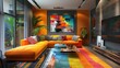 Craft a vibrant image of a colorful apartment