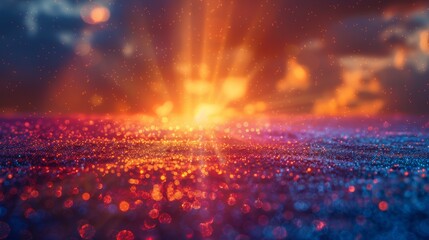Aufkleber - A colorful beam of light illuminates a sunset