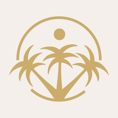 Wall Mural - Three palm united in one frame logo for summer beach theme