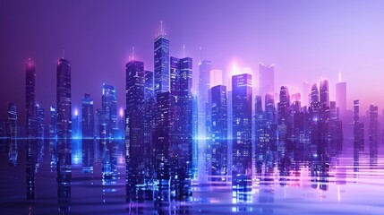 Wall Mural - Futuristic Smart cyberpunk city future modern science technology background wallpaper AI generated image