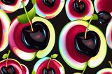 Sweet cherry fruit pattern. fruits and summer berries background