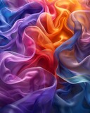 Fototapeta Lawenda - The Artful Design of Silk Waves in Vibrant Colors.