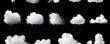 Cloud Sky Set Set of realistic isolated cloud on the black background. A collection of white clouds