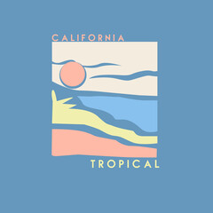 Wall Mural - California Tropical Modern Abstract  Summer t shirt design