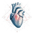 Heart surrounded by various medical devices for healthcare support. isolated on a Transparent Background. Generative AI