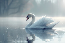 A Graceful Swan Gliding On Calm Waters, Symbolizing Maternal Elegance. Concept Of Maternal Grace And Beauty. Generative Ai.