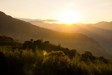 Wall Mural - Sunrise over the mountain landscape