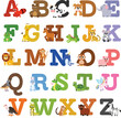 Animal Alphabet decorative collection.Vector illustration.Cartoon animals ABC education for kids