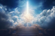  Stairs in sky to Heaven. Concept of Religion