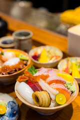 Canvas Print - Japanese sashimi rice don in the restaurant