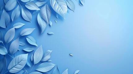 Sticker - Blue leaves on blue background