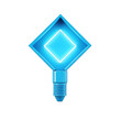 3d render of blue billboard light bulb with arrow shape on PNG