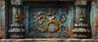 Hindu Om Symbol Adorning a Temple Entrance The sacred sounds representation blends into the structure
