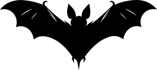 Bat silhouette with open wings. Illustration for Halloween sticker.