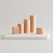 Minimal 3D clay box plot chart displaying statistical ranges, centered on a white canvas