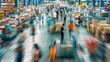 worker warehouse managing boxes in motion blur a distribution warehouse  conveyor belt stretching across the scene, lined with neatly arranged cardboard box packages