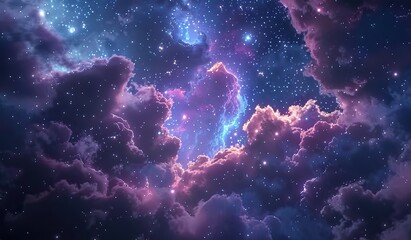 Wall Mural - starry sky and clouds with cosmic glow. the concept of the universe's grandeur.