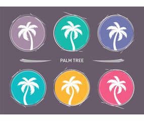 Wall Mural - Abstract vector palm tree silhouette circle icons