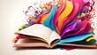 open book with colorful pages