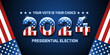 2024 USA presidential election background banner vector illustration. United states of America government vote event poster. American flag, text and colors