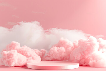 Sticker - A pink cloud filled sky with a pink cloud formation in the middle