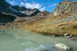 Lacs de la Grande Valloire à l' automne dans le massif de Belledonne , Lac Blanc ,Isère , alpes , France