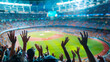 © Nuchylee - A packed stadium with blurred background, showing fans cheering during a game
