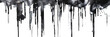 Gray and black watercolor paint drip on transparent background.