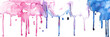 Pink and blue watercolor drips on transparent background.