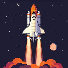 Wall Mural - Space shuttle taking off on a mission