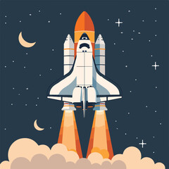 Wall Mural - Space shuttle taking off on a mission