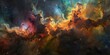 The abstract art of the cosmos a nebula bursting with colors amid the space dust
