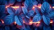 Blue leaves with neon light accents