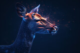 Fototapeta Dziecięca - Captivating digital wireframe polygon illustration showcasing a majestic giraffe with intricate line and dots technology, perfect for modern design projects