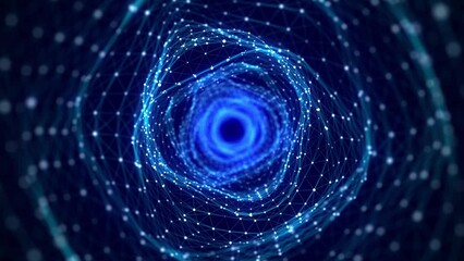 Leinwandbilder - Abstract 3d portal. Tunnel or wormhole. Digital background with connected blue dots. 3d rendering.