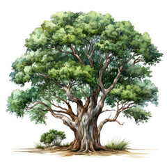 Wall Mural - watercolor Oak tree clipart, Generative Ai