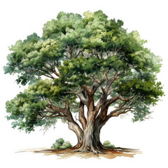 Wall Mural - watercolor Oak tree clipart, Generative Ai