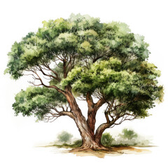 Wall Mural - watercolor Oak tree clipart, Generative Ai