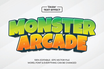 Wall Mural - monster arcade cartoon game style 3d editable text effect