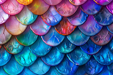 Iridescent Mermaid Scale Pattern Background in Blue