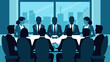© Multi-Media - Business people conference group meeting silhouette, Team meeting in business concept. Group of businessmen during discussion. Concept of teamwork, trust and agreement.